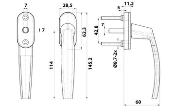 Алюминиевая оконная ручка, Бронза 8077