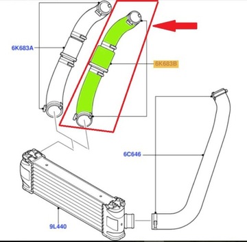 ТРУБКА ИНТЕРКУЛЕРА FORD TRANSIT TURBO 6C16-6K683-AC