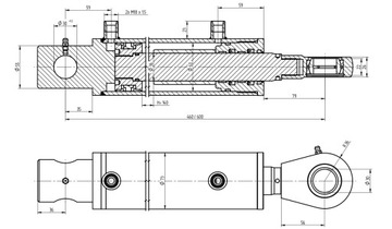 ГИДРАВЛИЧЕСКИЙ ЦИЛИНДР 63x36, МНОГОФУНКЦИОНАЛЬНЫЙ КОВШ 140 ХОДА