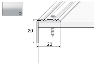 A30 Kątownik 20x20mm aluminiowy 180cm SREBRO