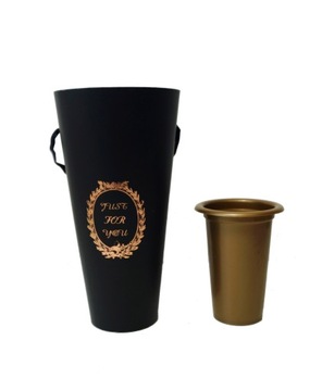 Вставка для цветочной коробки - золотой вазон-бутылка.