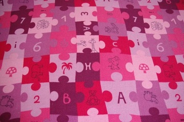 DYWAN DZIECIĘCY 55x165 PUZZLE fiolet DZIEWCZYNKI #EE1512