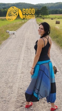 ЙОГА / ИНДИЯ / брюки сальвар / алладины / 2 в 1 СИНИЕ