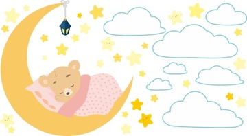 naklejki dla dzieci na ścianę miś chmurki 200