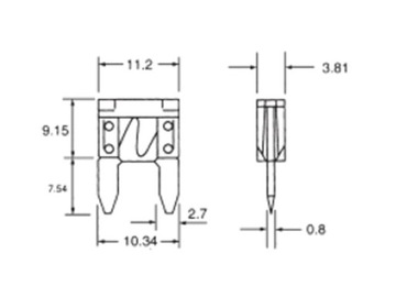 BEZPIECZNIK PŁYTKOWY NOŻOWY MINI 16MM 3A 10SZTUK