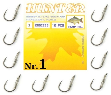 10 x HACZYK Z OCZKIEM I SPRĘŻYNKĄ HUNTER CARP Nr.1