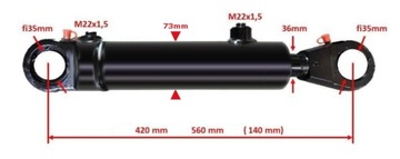 SIŁOWNIK HYDRAULICZNY DWUSTRONNY MOCNY SKOK 140