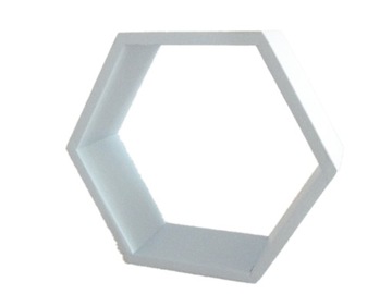 DREWNIANA PÓŁKA PLASTER MIODU HEXAGON NIEBIESKI