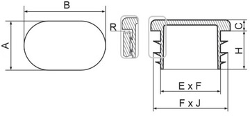 Zaślepka owalna profila 15x30mm czarna 5szt