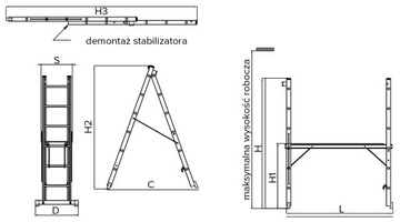 Лестница подмая, рабочая площадка 2х6 DRABEX