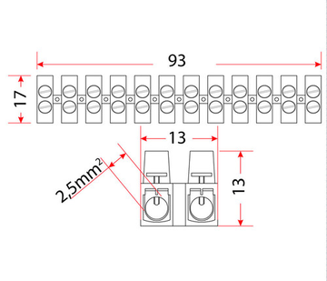 12-контактный разъем клеммной колодки 2,5 мм2 12x2,5