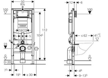 Каркас унитаза GEBERIT DUOFIX UP320 + кнопка SIGMA 20