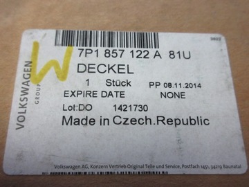 VW TOUAREG klapka schowka 7P1857122A 81U pokrywa