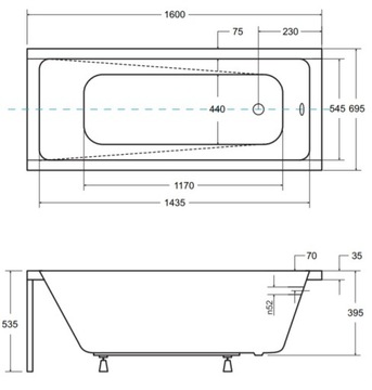 BESCO MODERN ВАННА С ЭКРАНОМ/КОРПУС EM 160x70 см