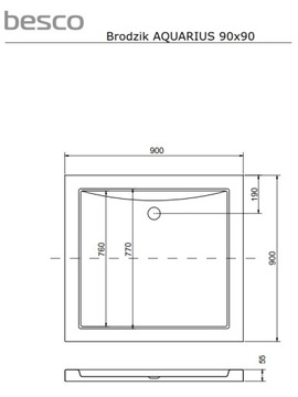Душевой поддон напольный 90х90 Aquarius Besco