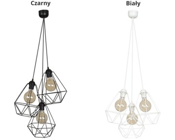 Nowoczesna LAMPA WISZĄCA Loft Diament 3-Płomienna