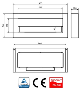 фото ориг. №11, Biofireplace black hull 90x40 with glass safe