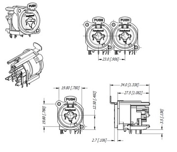 AMPHENOL ACJC6AH РАЗЪЕМ XLR НА ПАНЕЛИ