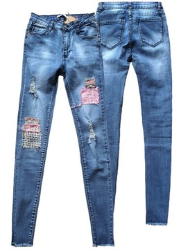 JS222 JEANS elastyczne jeansy SPODNIE RURKI XL/42