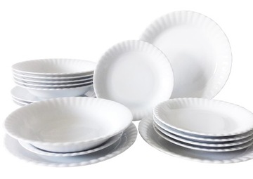 CHODZIEŻ IWONA C000 ZESTAW OBIADOWY KOMPLET TALERZY 6/18 BIAŁA PORCELANA