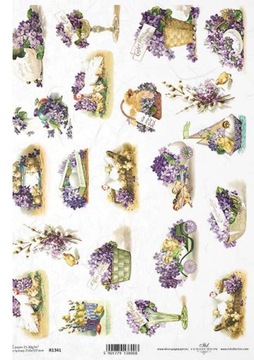 Papier ryżowy A4 R1341 FIOLETOWA WIELKANOC