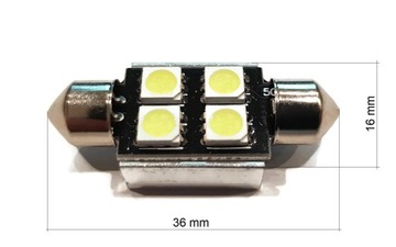 ЛАМПОЧКА 4 LED 5050 SMD ТРУБА 36мм C5W C10W CANBUS