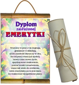 DYPLOM prezent NA EMERYTURĘ dla emeryta EMERYTURA