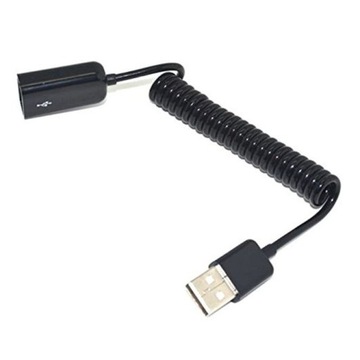 Кабель спирально-пружинный USB-USB M/F 10-100см