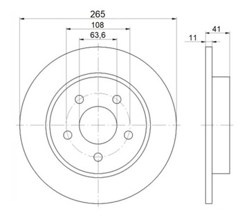 ДИСК ЗАДНИЙ ТОРМОЗНОЙ FORD FOCUS II 265X11MM