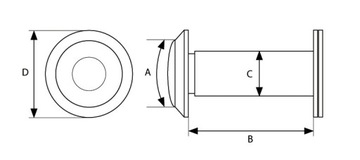 Дверной глазок, дверной глазок, 40-70 мм, диаметр 16, ХРОМ