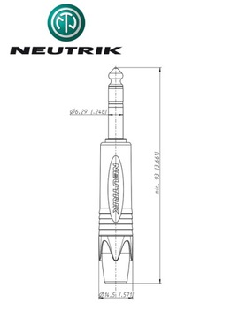 БОЛЬШОЙ РАЗЪЕМ 6.3 STEREO NEUTRIK ДЛЯ КАБЕЛЯ NP3X-B