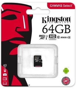 Карта micro SD KINGSTON 64 ГБ microSD + АДАПТЕР