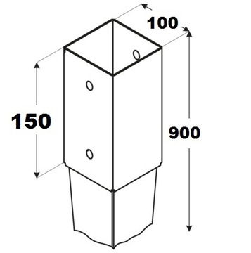 Основание столба, забивной анкер, кронштейн 100х900ммHIT