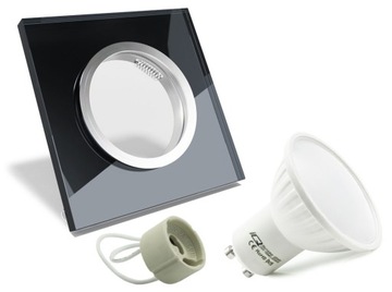 ZESTAW OPRAWA SZKLANA SUFITOWA + GU10 5W LED WW