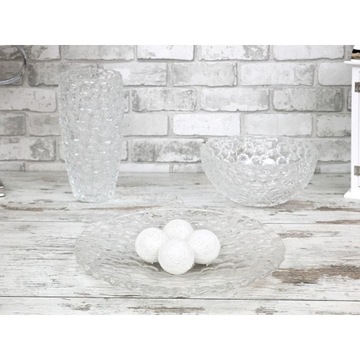 MISA PATERA SZKLANA BEZBARWNA ZDOBIONA 26cm MISKA