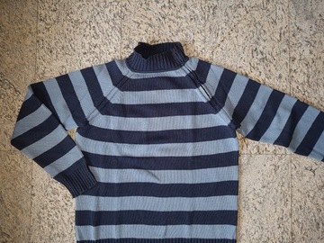 H&M SWETER M/L niebieskie pasy PÓŁGOLF