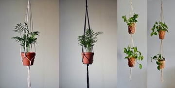 Подвесная подставка для цветов макраме - Джут