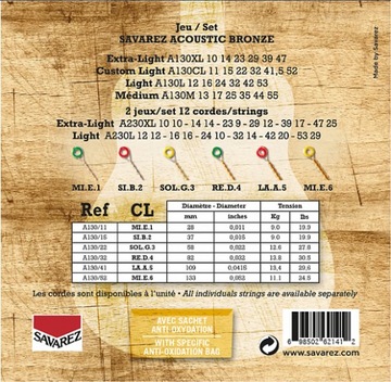 Струны для акустической гитары SAVAREZ A130CL 11-52