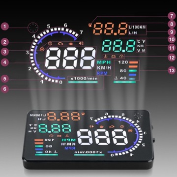 ДИСПЛЕЙ ПРОЕКТОР LED LCD HUD OBD2 5.5 ЧАСЫ