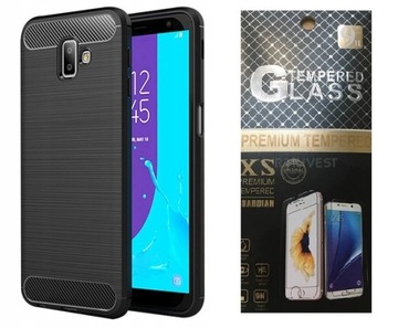 Karbon Etui Carbon Samsung Galaxy J6+ Plus + SZKŁO