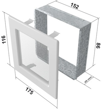 Каминная решетка Oskar белая 11х17 для вентиляции