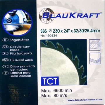 TARCZA DO DREWNA 230 x 24T x 32/30/25,4 BLAUKRAFT