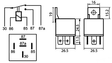 PRZEKAŹNIK SAMOCHODOWY + GNIAZDO 5 PIN 12V 30/40A