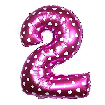 Balon CYFRA 2 różowy serduszka liczba urodziny 41c