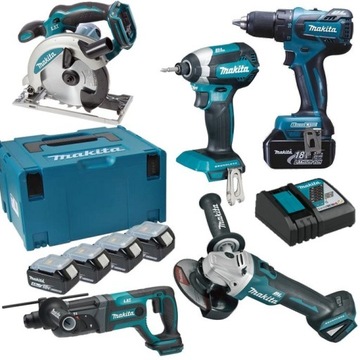 MAKITA ZESTAW COMBO 5SZT NARZĘDZI 18V 4X5Ah BEZSZC