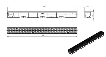 Канал линейный дренажный A15 1м ПП GRADING H9см