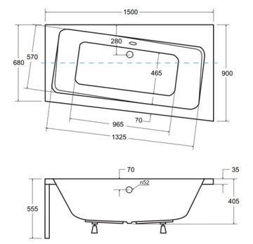 BESCO INFINITY ВАННА 150x90 + ЭКРАННЫЙ КОРПУС 100 СМ