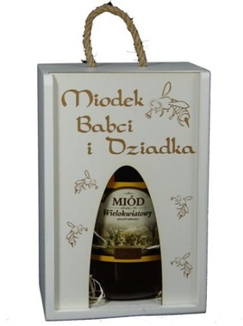 SKRZYNKA MIÓD DZIEŃ BABCI I DZIADKA DEDYKACJA 1L