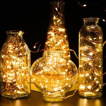 MICRO LEDY DRUCIKI 20 LED na baterie ciepłe 10szt