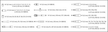 НАБОР 56 шт. YATO YT-1450 КЛЮЧИ ТОРЦЕВЫЕ 1 + 6-22